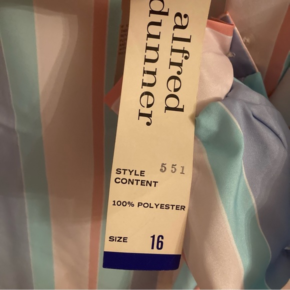 Vintage Alfred Dunner Pastel Stripe Blouse With Bow Size 16 NWT. - Picture 5 of 6